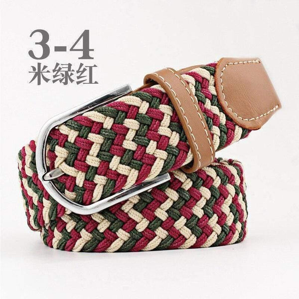 Fashion Wide Belt For Men Women Elastic Knitted Braid Jeans Dress Belt With Leather Metal Buckle Casual Belt For Unisex