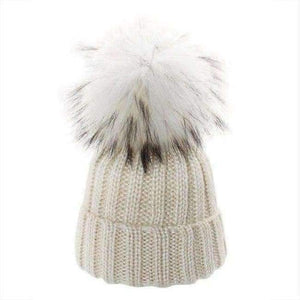 Planet Gates beige / Kids for 46-52cm 2018 Winter Blends Women Beanies Knit Hat Real Pompoms Fur Ball Beanie Gorro Solid Caps Casual Knit Crochet Bonnet Cap Hats