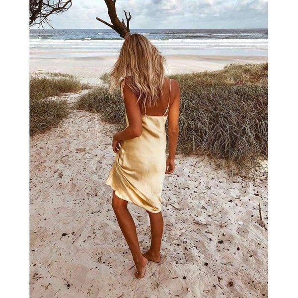 Planet Gates Beige / L Under Dress For Women Anti Emptied Intimates Everyday Slip Dresses Spaghetti Cami Underdress