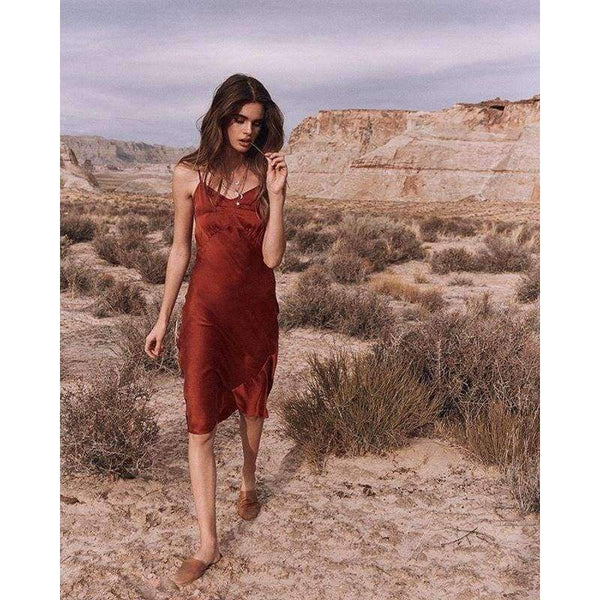 Planet Gates Beige / L Under Dress For Women Anti Emptied Intimates Everyday Slip Dresses Spaghetti Cami Underdress