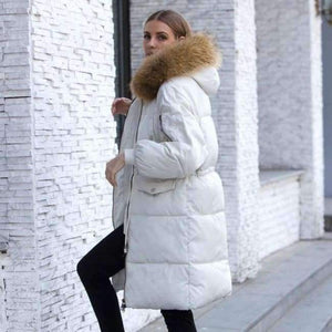 Planet Gates Beige / M Jacket Women 2018 Female Parka With Large Real Raccoon Fur Hooded Coats And Jackets Thick Warm Parkas Outwear Plus Size