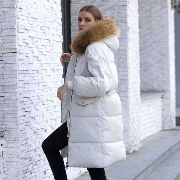 Planet Gates Beige / M Jacket Women 2018 Female Parka With Large Real Raccoon Fur Hooded Coats And Jackets Thick Warm Parkas Outwear Plus Size