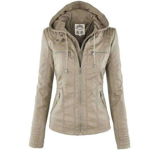Planet Gates Beige / M Winter Faux Leather Jacket Women Casual Basic Coats Plus Size 7XL Ladies Basic Jackets Waterproof Windproof Coats Female 50