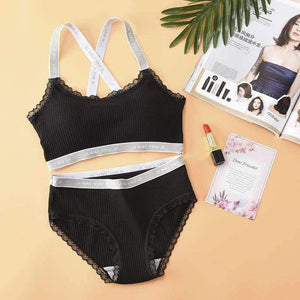 Planet Gates Beige / One Size Lounge Underwear Comfortable Wireless Loungewear Lingerie Bra Set Cotton Bras Sets