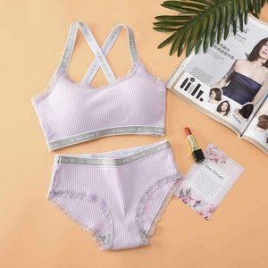 Planet Gates Beige / One Size Lounge Underwear Comfortable Wireless Loungewear Lingerie Bra Set Cotton Bras Sets