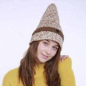 Planet Gates Beige / One Size Mingjiebihuo New small pointed button wool hat ladies autumn and winter handmade knit hat point witch hat women girls