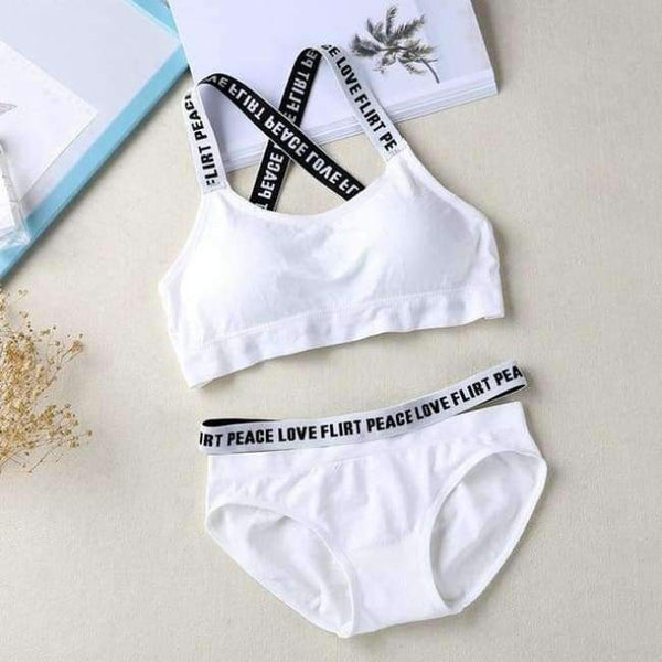 Underwear Comfortable Wireless Loungewear Lingerie Bra Set Black And White Cotton Bras Sets - Beige / One Size