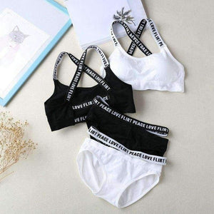 Planet Gates Beige / One Size Underwear Comfortable Wireless Loungewear Lingerie Bra Set Black and White Cotton Bras Sets