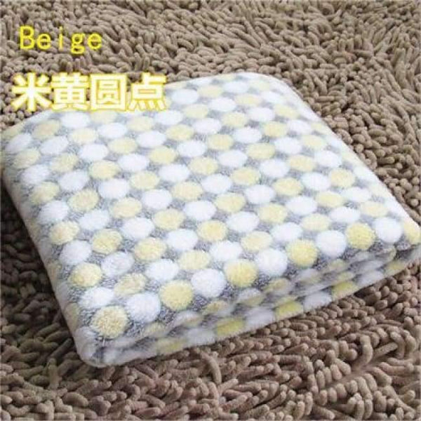 Planet Gates Beige / S Flannel Pet Dog Blanket Dots Printed Breathable Dog Cat Bed Mat Warm Pet Sleeping Cushion Cover For Pet Dog Cat Products