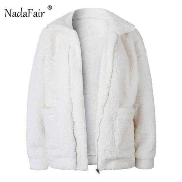 Planet Gates Beige / S Fleece faux shearling jacket coat women autumn winter warm thick teddy coat female casual overcoat oversize outerwear