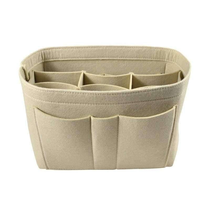 Planet Gates Beige S Makeup Organizer Felt Cloth Insert Bag Multifunctional Women Cosmetic Bag Makeup Bag for Ladies Travel Organizer