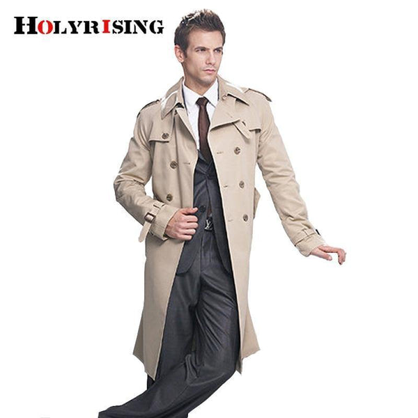 Planet Gates Beige / S Men Classic Double Breasted Mens Long Coat  Mens Clothing Long Jackets & Coats British Style Overcoat S-6XL size