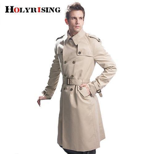 Planet Gates Beige / S Men Classic Double Breasted Mens Long Coat  Mens Clothing Long Jackets & Coats British Style Overcoat S-6XL size