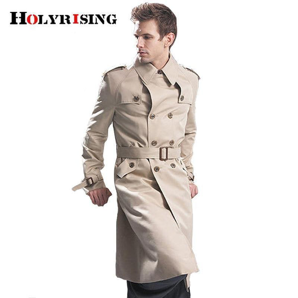Planet Gates Beige / S Men Classic Double Breasted Mens Long Coat  Mens Clothing Long Jackets & Coats British Style Overcoat S-6XL size