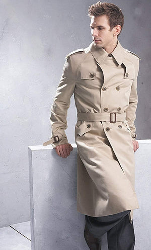 Planet Gates Beige / S Men Classic Double Breasted Mens Long Coat  Mens Clothing Long Jackets & Coats British Style Overcoat S-6XL size