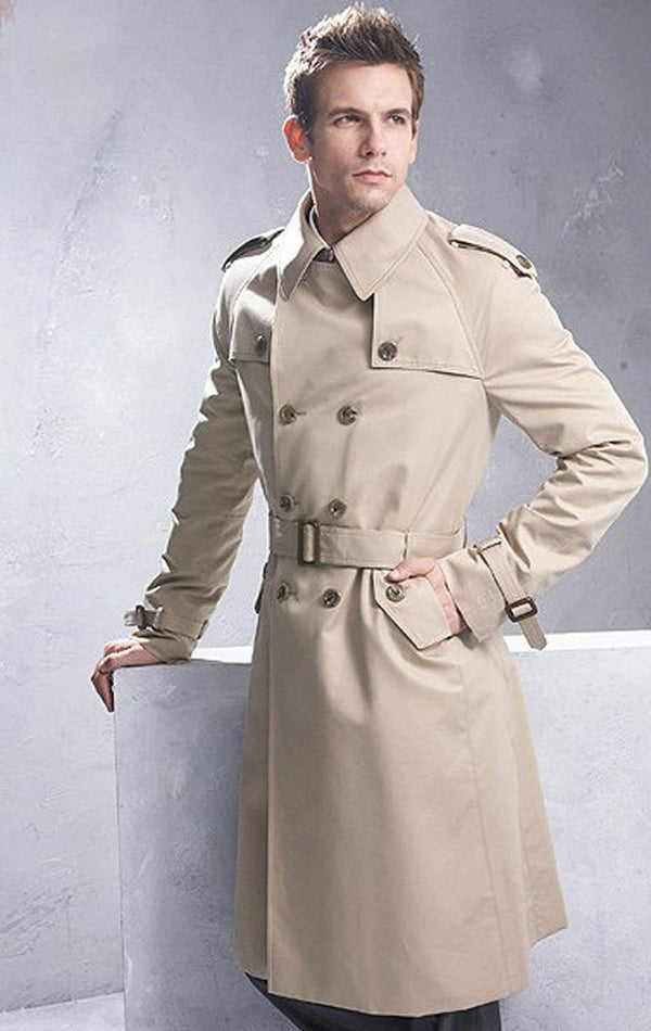 Planet Gates Beige / S Men Classic Double Breasted Mens Long Coat  Mens Clothing Long Jackets & Coats British Style Overcoat S-6XL size