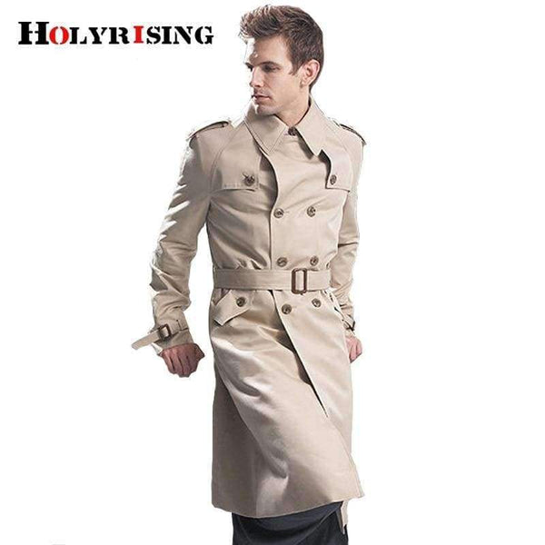 Planet Gates Beige / S Trench Coat Men Classic Double Breasted Mens Long Coat  Mens Clothing Long Jackets & Coats British Style Overcoat S-6XL size