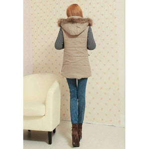 Planet Gates Beige / S Winter jacket women 2018 Female Hooded knitting sleeve Down Jacket Warm Winter Slim Parkas Ladies Coat  Winte Plus Size