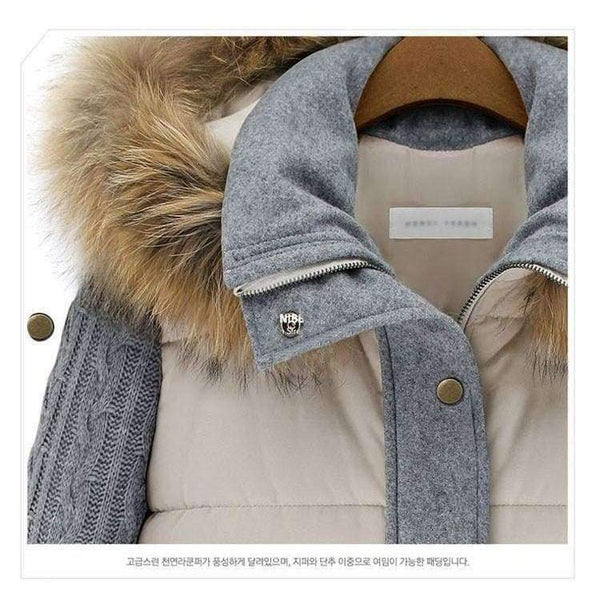 Planet Gates Beige / S Winter jacket women 2018 Female Hooded knitting sleeve Down Jacket Warm Winter Slim Parkas Ladies Coat  Winte Plus Size