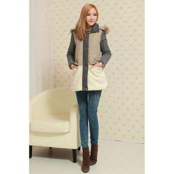 Planet Gates Beige / S Winter jacket women 2018 Female Hooded knitting sleeve Down Jacket Warm Winter Slim Parkas Ladies Coat  Winte Plus Size