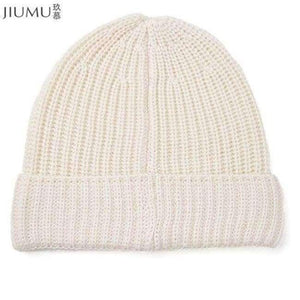 Planet Gates Beige White / 23-30CM JIUMU Wool Women Beanie 2018 New Thick & Warm Winter Hat Brand Casual Women's Knitted Chunky Soft Skullies gorros mujer invierno
