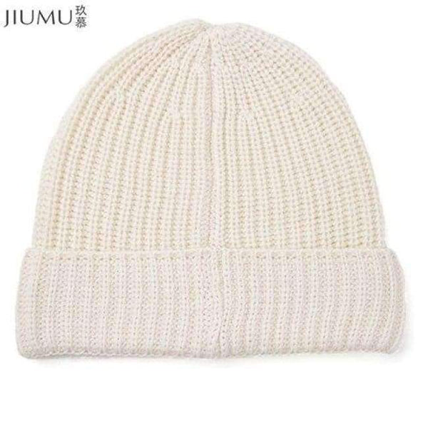 Planet Gates Beige White / 23-30CM JIUMU Wool Women Beanie 2018 New Thick & Warm Winter Hat Brand Casual Women's Knitted Chunky Soft Skullies gorros mujer invierno