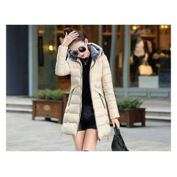 Planet Gates Beige / XL 2018 Plus Size 6xl 7xl Cotton Coat Long Winter Jacket Parka Women Thick Slim Long Warm Hooded Padded Parkas Female