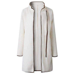 Planet Gates Beige / XL Fashion Turtleneck White Coat Jacket Women Long Sleeve Warm Jackets Coat 2018 Autumn Winter Zipper Bomber Coats Tops