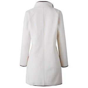 Planet Gates Beige / XL Fashion Turtleneck White Coat Jacket Women Long Sleeve Warm Jackets Coat 2018 Autumn Winter Zipper Bomber Coats Tops