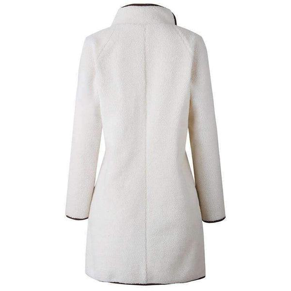 Planet Gates Beige / XL Fashion Turtleneck White Coat Jacket Women Long Sleeve Warm Jackets Coat 2018 Autumn Winter Zipper Bomber Coats Tops