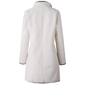 Planet Gates Beige / XL Fashion Turtleneck White Coat Jacket Women Long Sleeve Warm Jackets Coat 2018 Autumn Winter Zipper Bomber Coats Tops