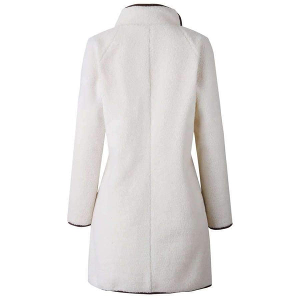 Planet Gates Beige / XL Fashion Turtleneck White Coat Jacket Women Long Sleeve Warm Jackets Coat 2018 Autumn Winter Zipper Bomber Coats Tops