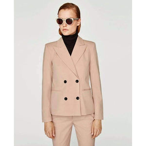 Planet Gates Beige / XS Ladies Khaki Pants Suit Business Formal Suit Double Breasted Blazer Women Office Work Wear Outfit Set W163