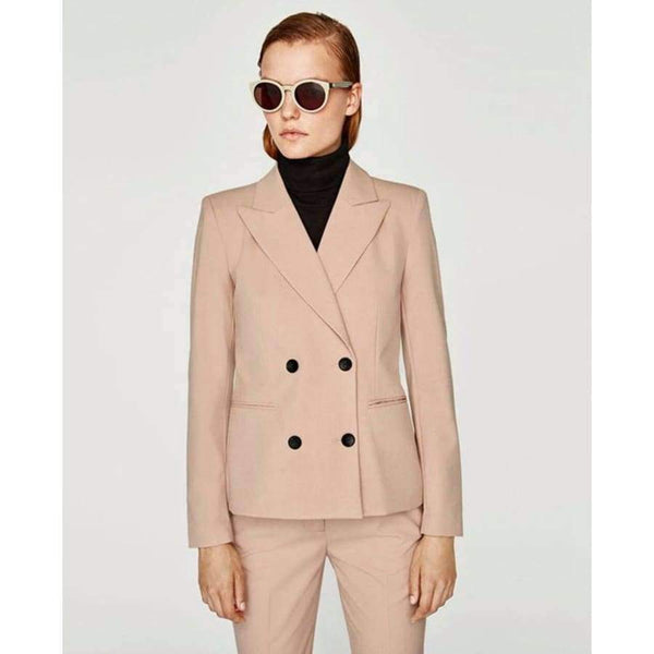 Planet Gates Beige / XS Ladies Khaki Pants Suit Business Formal Suit Double Breasted Blazer Women Office Work Wear Outfit Set W163