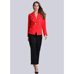 Planet Gates Beige / XS Suits Women Business Uniform Red Blazer Black Trousers 2 Set Double Breasted Ladies Evening Party Suit B303