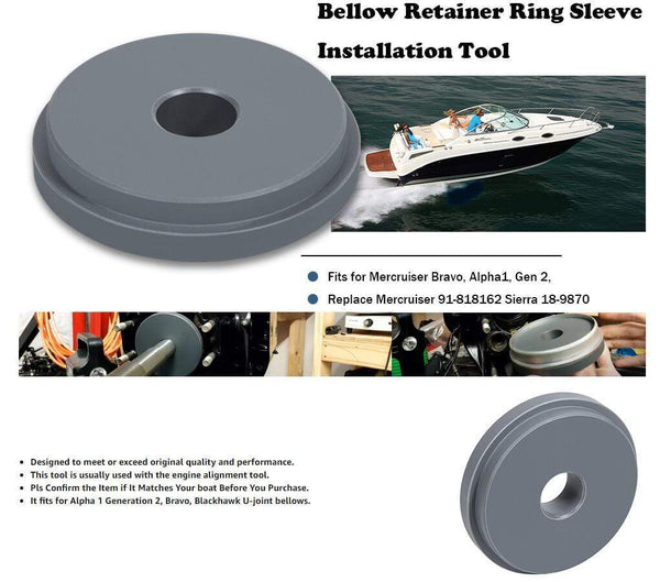 Planet Gates Bellow Retainer Ring Sleeve Installation Tool Fits for Mercruiser Bravo, Alpha1, Gen 2, Replace Mercruiser