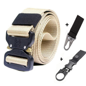 Planet Gates belt and 2 hook 1 / 125cm Military Nylon Belt Men Army Style Belt Automatic Metal Buckle Cinturon Quality SWAT Waist Strap Hunting
