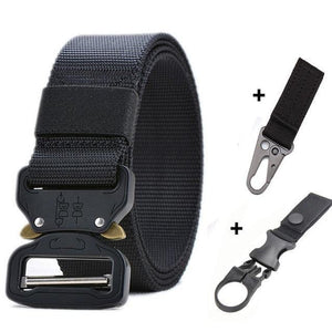 Planet Gates belt and 2 hook / 125cm Military Nylon Belt Men Army Style Belt Automatic Metal Buckle Cinturon Quality SWAT Waist Strap Hunting