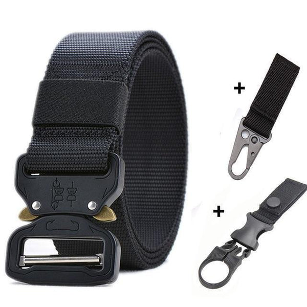 Planet Gates belt and 2 hook / 125cm Military Nylon Belt Men Army Style Belt Automatic Metal Buckle Cinturon Quality SWAT Waist Strap Hunting