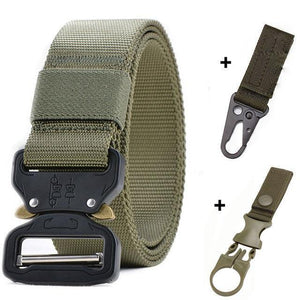 Planet Gates belt and 2 hook 2 / 125cm Military Nylon Belt Men Army Style Belt Automatic Metal Buckle Cinturon Quality SWAT Waist Strap Hunting