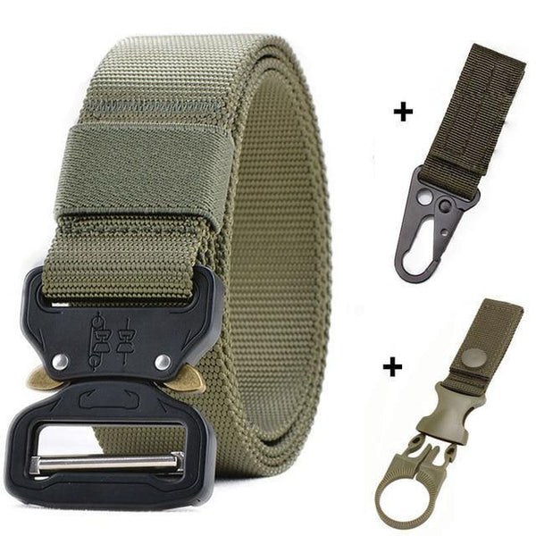 Planet Gates belt and 2 hook 2 / 125cm Military Nylon Belt Men Army Style Belt Automatic Metal Buckle Cinturon Quality SWAT Waist Strap Hunting