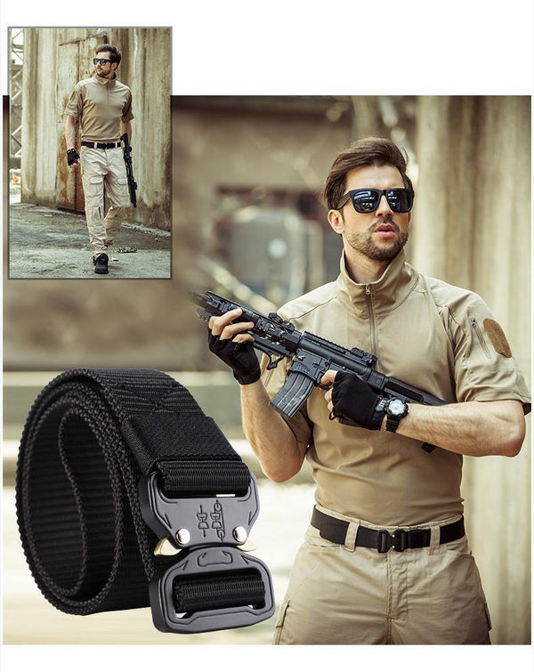 Planet Gates Belt and belt buckle / 110cm Tactical Belt Army Survival Nylon Belt Men SWAT Heavy Duty Molle Equipment Carrying Metal Buckle