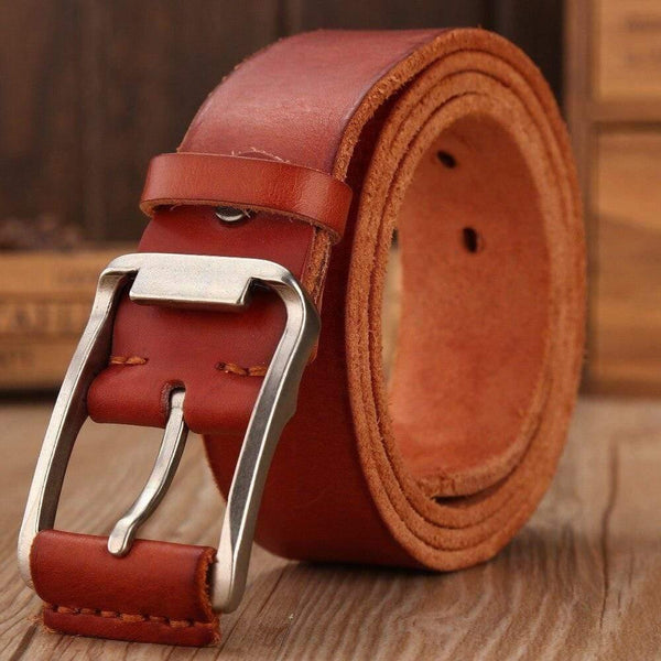 Belt Men High Quality Luxury 100% Real Cowhide Full Grain Genuine Leather Camel Cowboy 3.8 Cm Masculine Soft
