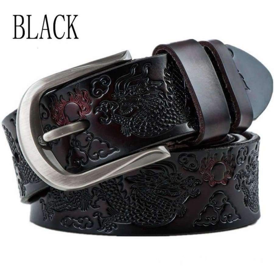 Planet Gates Belts Black / 115 cm Fashion Belts for Men Leather Men's Leather Belt Contracted Pin Buckle Dragon Grain Belt Wide Cowboy Belts