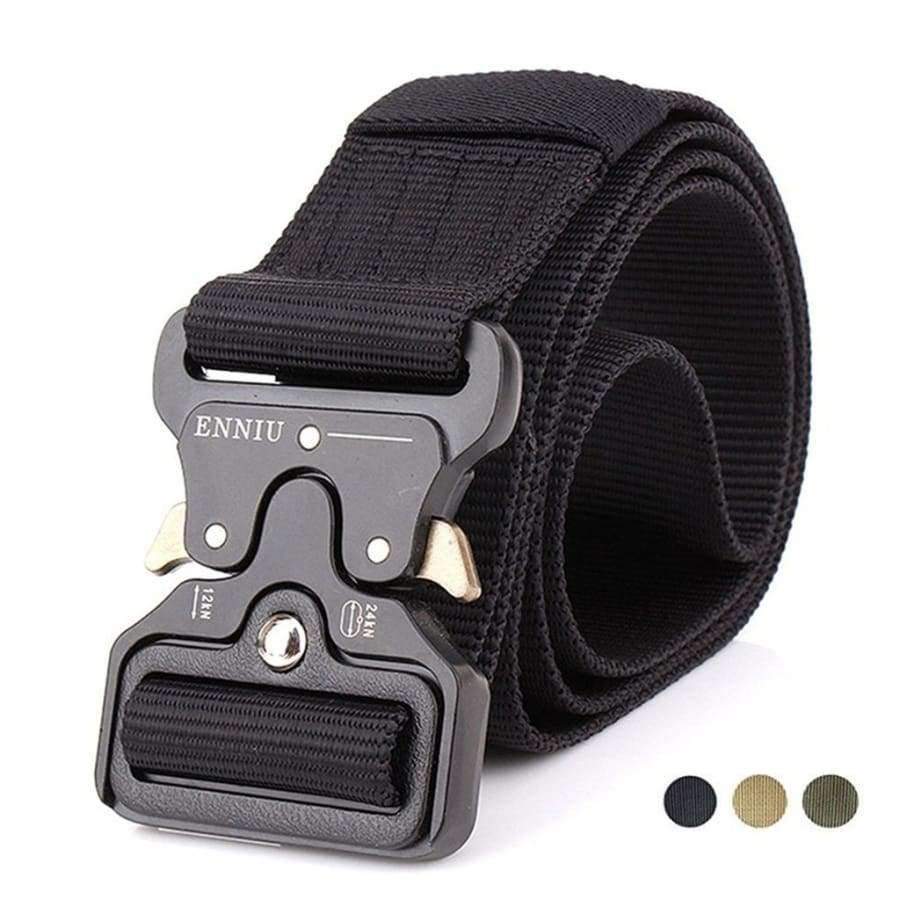 Planet Gates Belts Black Tactical Belt with Heavy-Duty Quick-Release Metal Buckle Military Style Webbing Riggers Web Belt Christmas Gifts