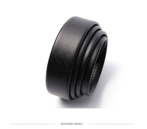 Planet Gates Belts For Men Genuine Leather Cowskin Black Belt Automatic Buckle High Quality Business Male Men's Belts