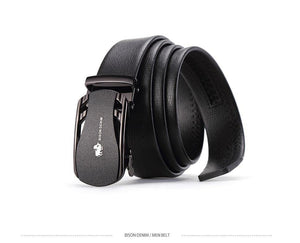 Planet Gates Belts For Men Genuine Leather Cowskin Black Belt Automatic Buckle High Quality Business Male Men's Belts