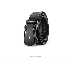 Planet Gates Belts For Men Genuine Leather Cowskin Black Belt Automatic Buckle High Quality Business Male Men's Belts