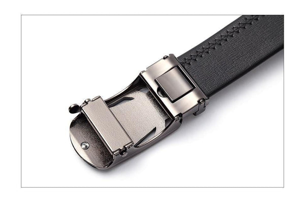 Planet Gates Belts For Men Genuine Leather Cowskin Black Belt Automatic Buckle High Quality Business Male Men's Belts