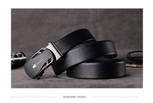 Planet Gates Belts For Men Genuine Leather Cowskin Black Belt Automatic Buckle High Quality Business Male Men's Belts